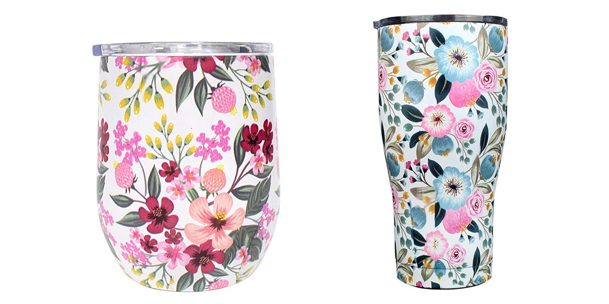 colorful stainless steel mugs with transfer printing decorating