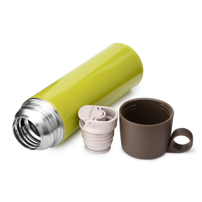 stainless steel water bottle with drink cup top