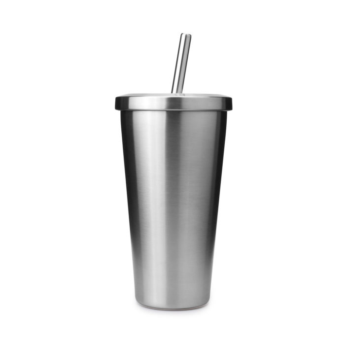 stainless steel car mug tumbler with stainless steel straw