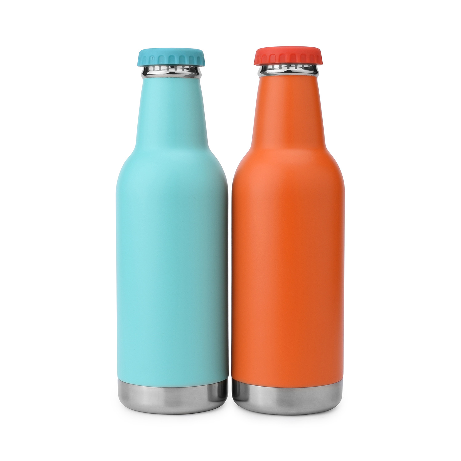 Beer Bottle Cooler Double Stainless Steel Beer Bottle Insulator with  Nonslip Bottom Bottle Opener for 300 to 400ml Can(blue)