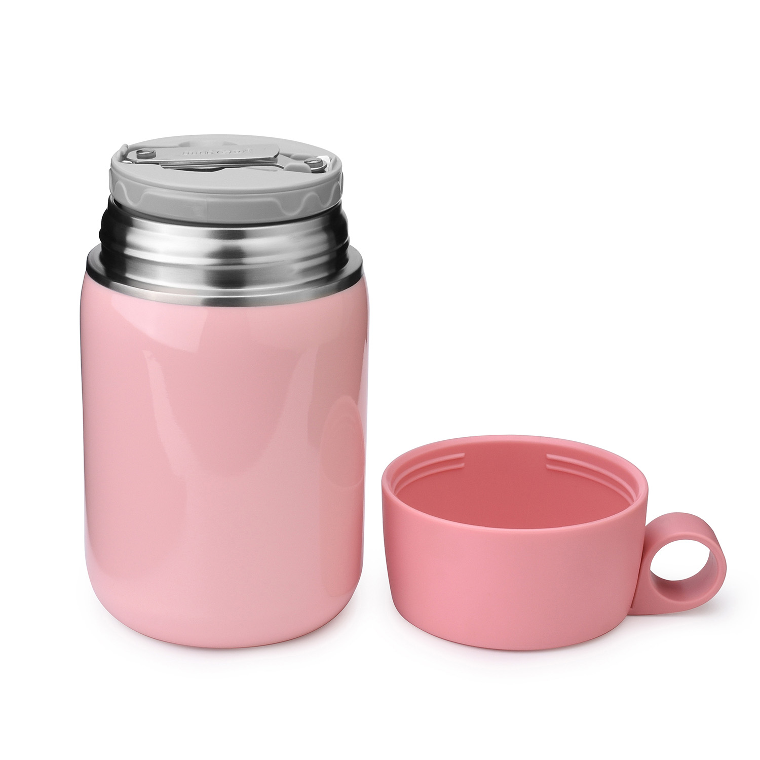 SLHKPNS Roses Floral Thermos for Hot Food 17OZ Insulated Thermos Food Jar  with Folding Spoon/Handle Pink Soup Thermos Food Storage Containers for