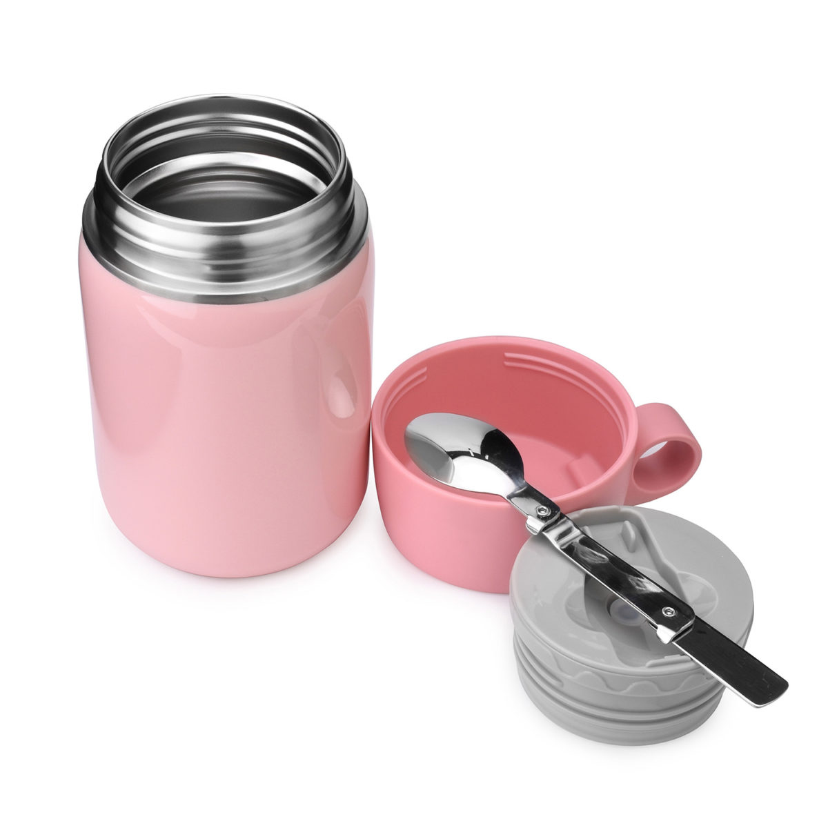 Insulated Stainless Steel Food Jar Flask Container with Handle SS Spoon