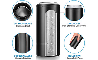 16OZ Wholesale Custom Stainless Steel Vacuum Can Cooler Portable Wine Cooler,Stainless  Steel Tumbler