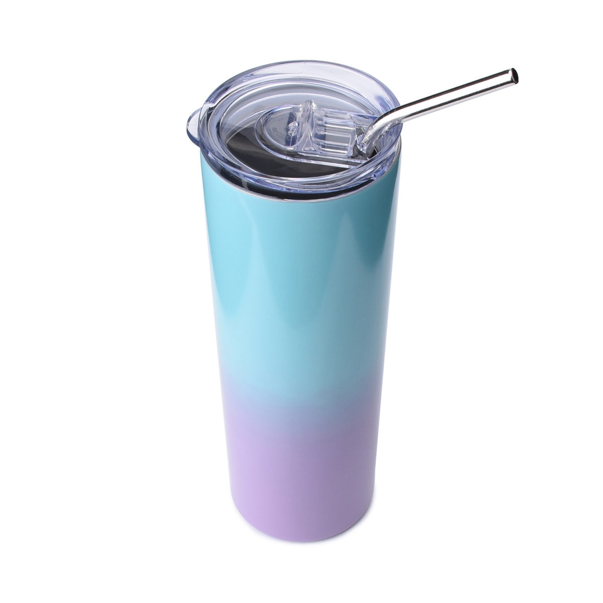 20oz Skinny Tumbler With Straw and Lid - Glass Blue – SunwillBiz