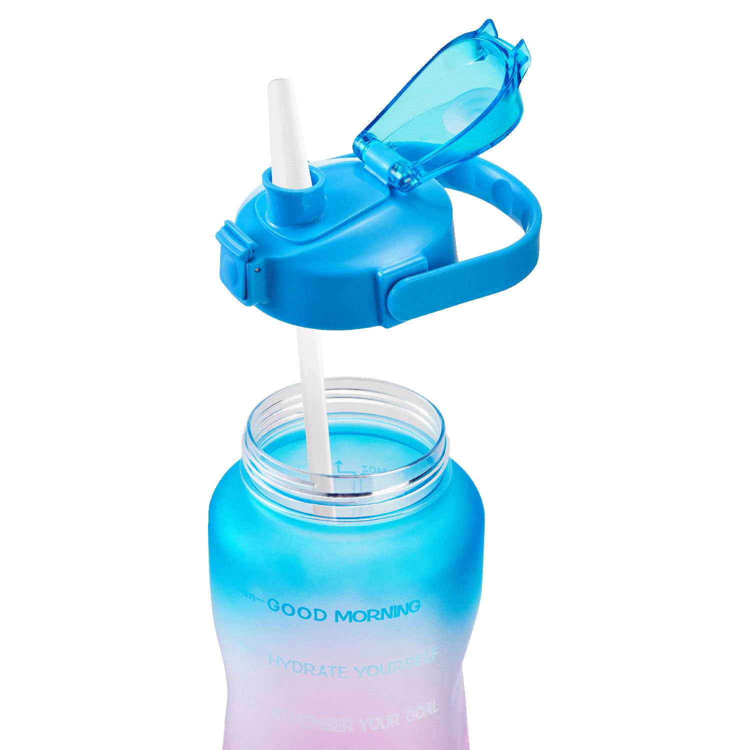 Water Bottle With Time Marker & Straw