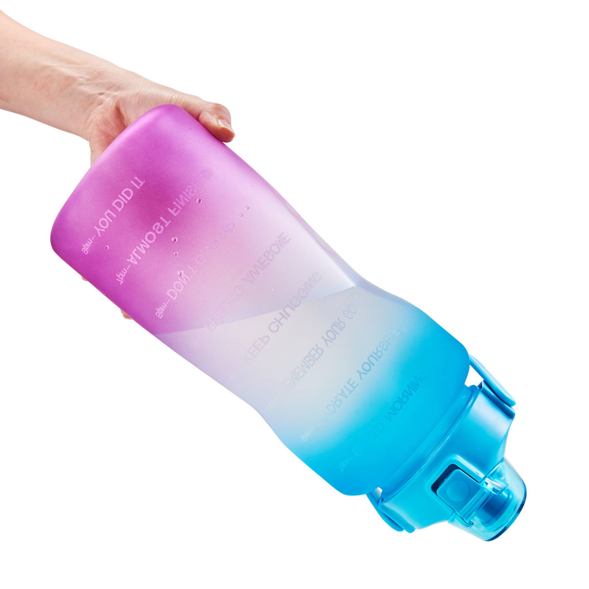 half gallon 64oz wide mouth water bottle with time marker and straw