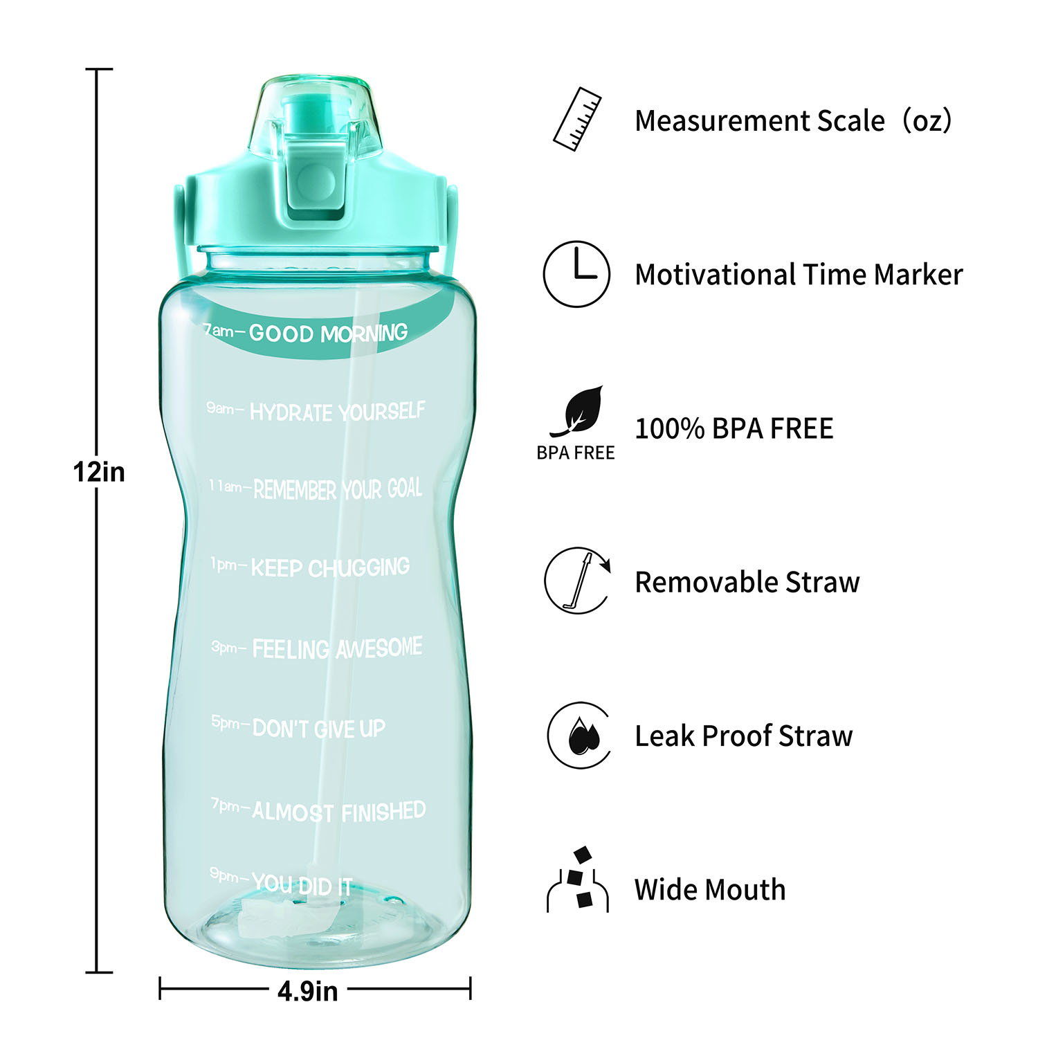 Wholesale Water Bottles 64 oz 2 Quart Half Gallon