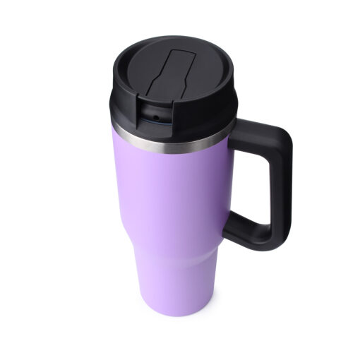  vacuum insulated stainless steel travel tumbler with handle and straw lid