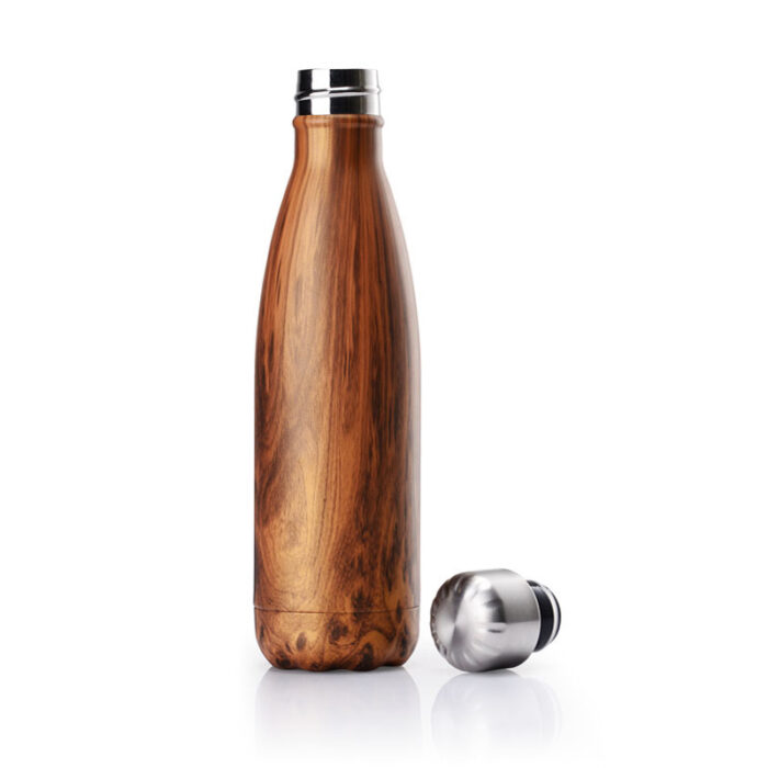 Chilly's wood marble collection teakwood pattern vacuum flask