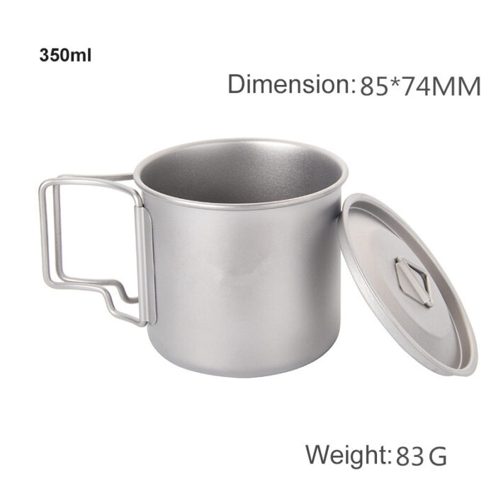 320 ml Titanium Cup Camping Mug Cup with Foldable Handle