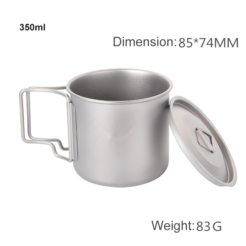 450ml Titanium Cup with Foldable Handles Lightweight Water Cup for