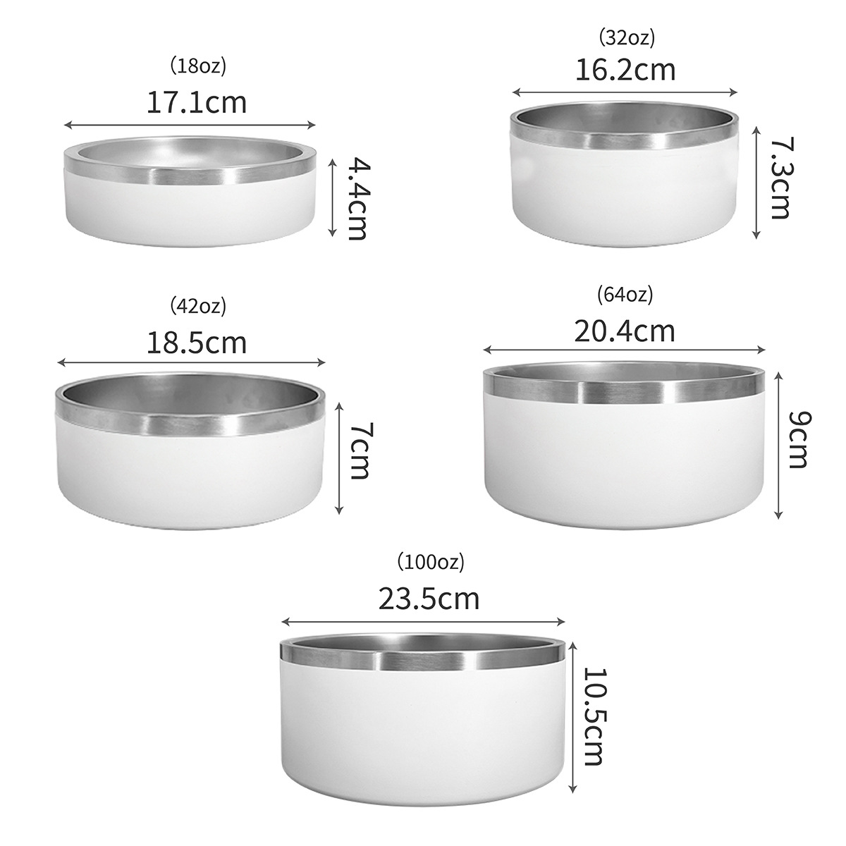  stainless steel double walled dog pet bowl dimension