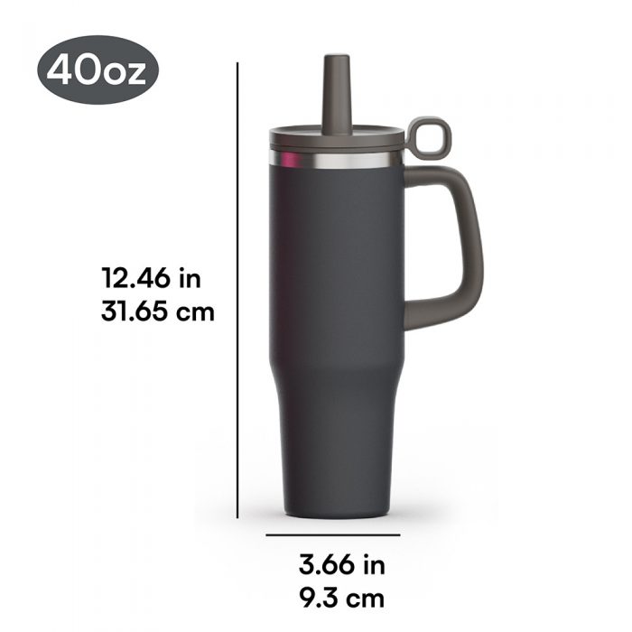 patented 40oz tumbler with handle and silicon straw lid