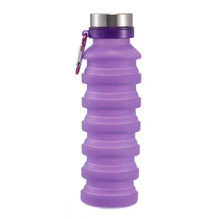  Collapsible Foldable Silicone Water Bottle Reuseable BPA Free Cups with Carabiner - 1