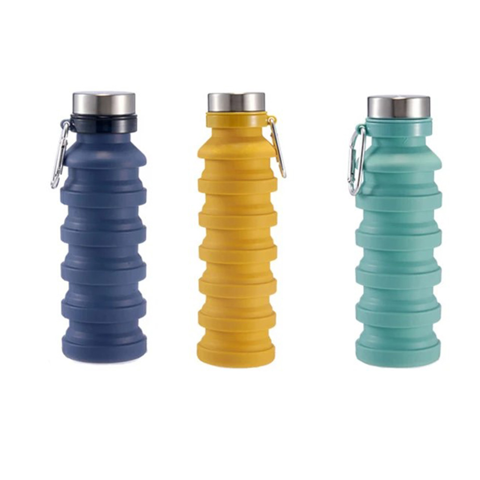  Collapsible Water Bottle Reuseable BPA Free Silicone Foldable Cups with Carabiner - 12