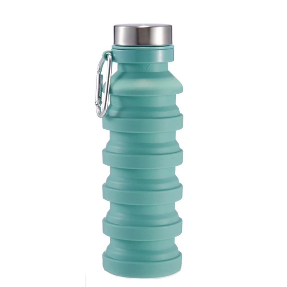  Collapsible Foldable Silicone Water Bottle Reuseable BPA Free Cups with Carabiner - 2