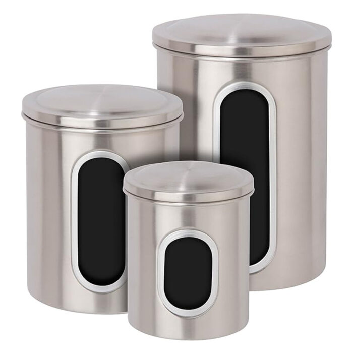 3-piece steel canister set for storage -1