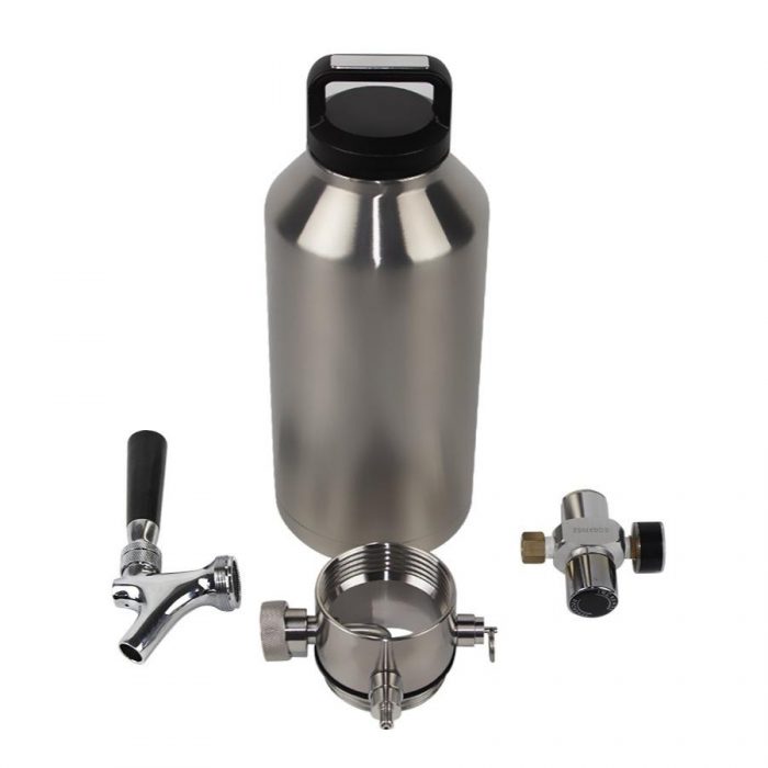 Stainless Steel Mini Pressurized Growler Keg Wide Mouth 128oz with Tap