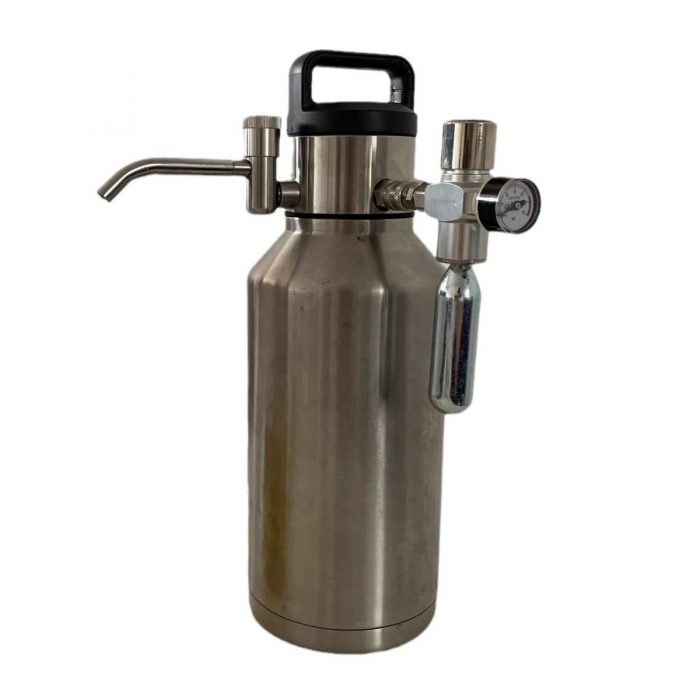 Stainless Steel Mini Pressurized Growler Keg Wide Mouth 128oz with Tap