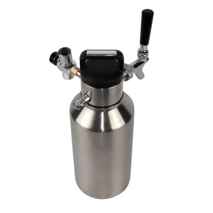 Stainless Steel Mini Pressurized Growler Keg Wide Mouth 128oz with Tap