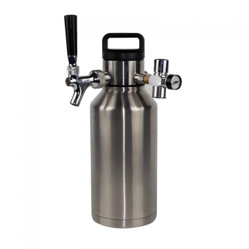 Stainless Steel Mini Pressurized Growler Keg Wide Mouth 128oz with Tap