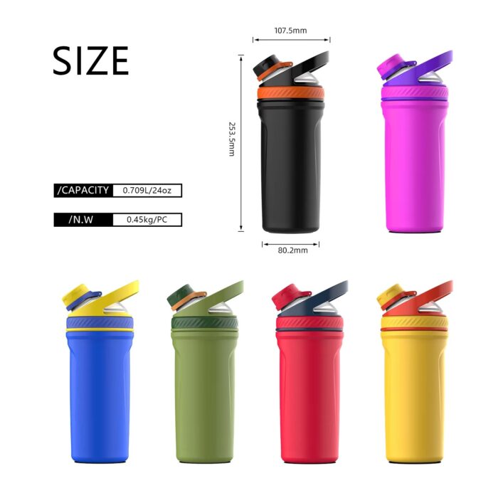 Custom Logo BPA Free Fitness Workout Protien Gym Shakers Powder Bottle