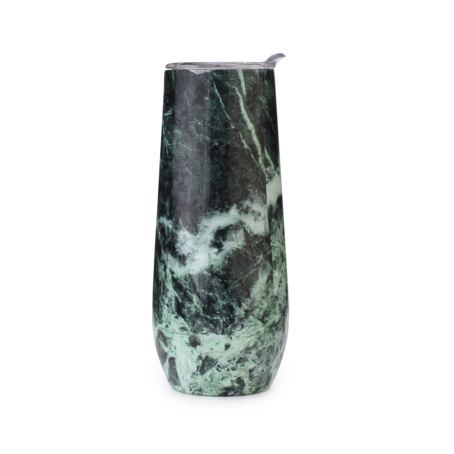 Custom Transfer Printing Insulated Metal Champagne Glasses Jade Marble Pattern Wine Mug