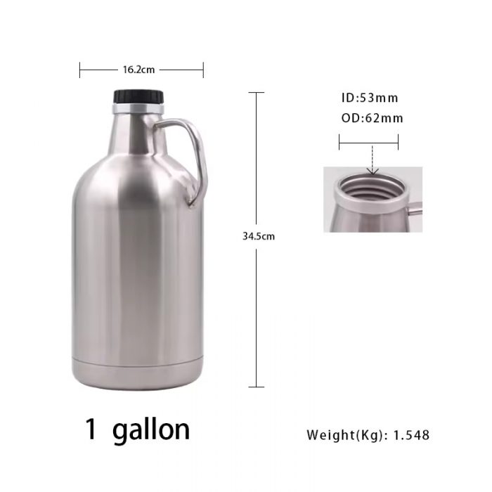 Food Grade 4L Stainless Steel Growler CO2 Tap Pressurized Growler with Lid Spear