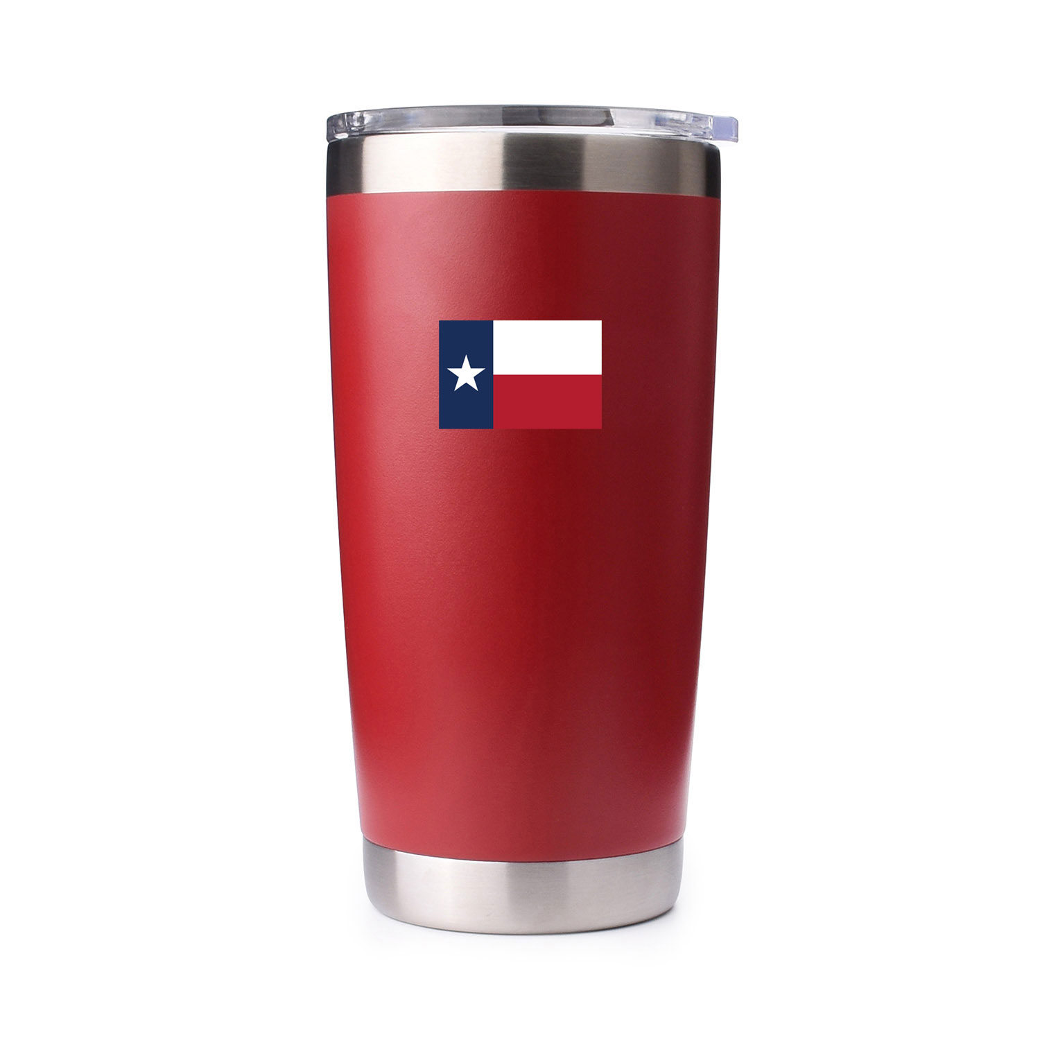 20 oz Metal Tumbler Blank Red with Magnetic Slider Lid Lone Star Flag Printed