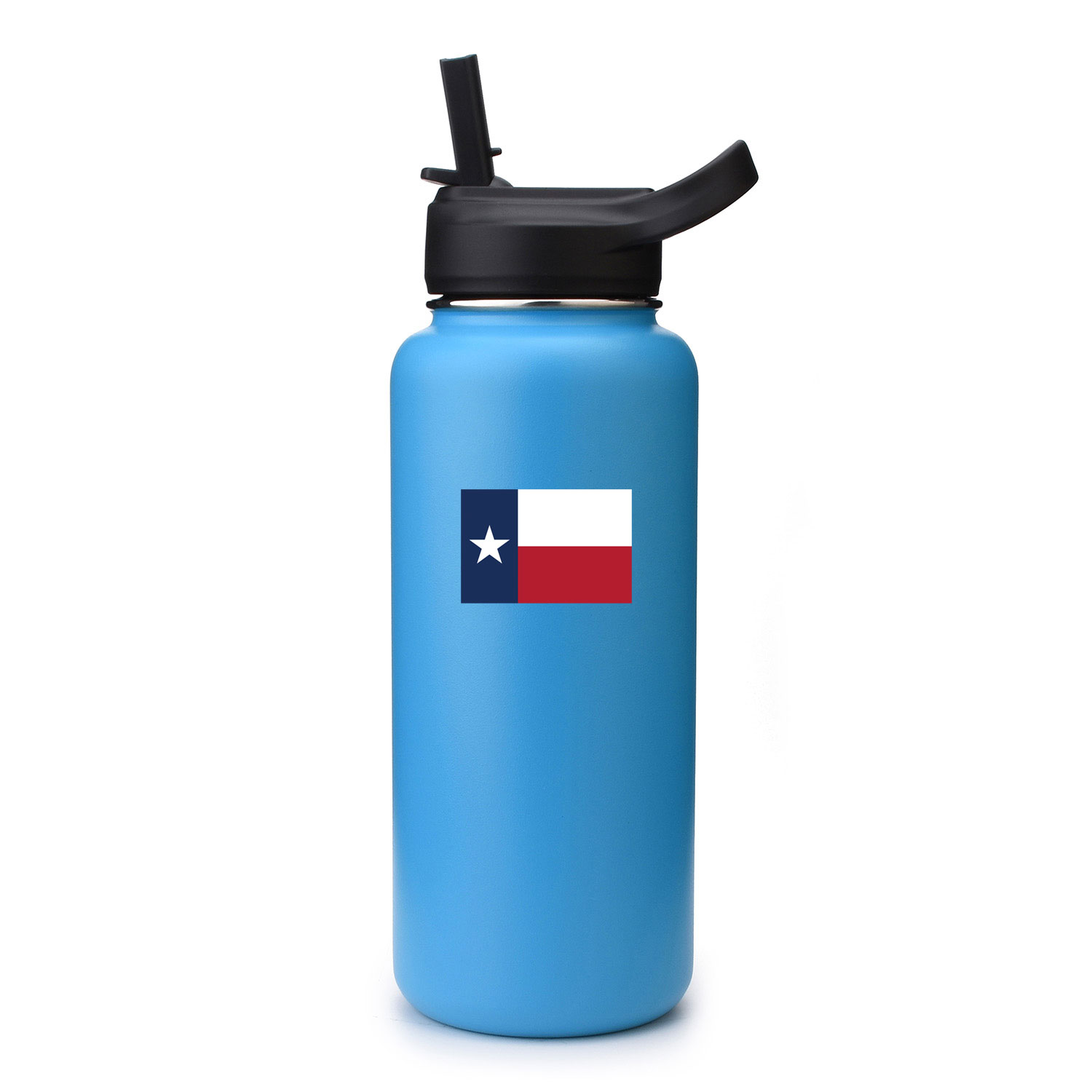 Vacuum Insulated Stainless Steel Wide Mouth Sport Water Bottle 32oz Texas Flag Printed