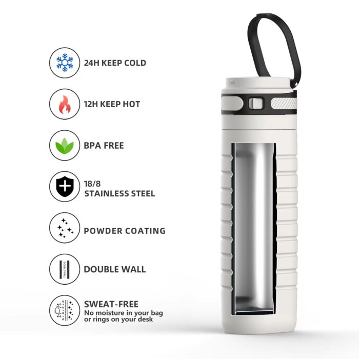 Small Mouth Stainless Steel Vacuum Flask Thermal Sport With One Touch Lid