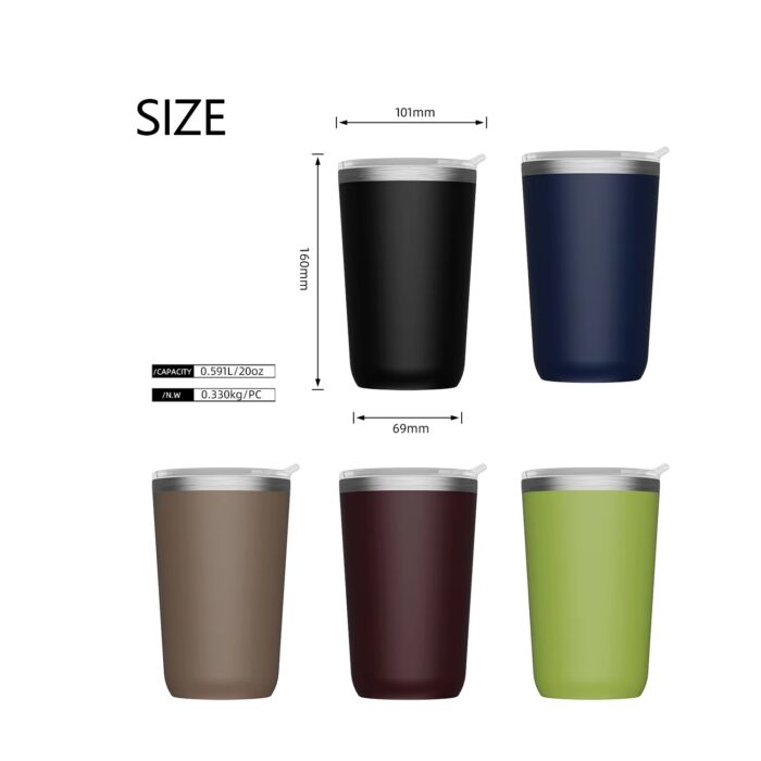 Wholesale 20oz Custom Cups Reusable Double Wall Stainless Steel Insulated Tumbler