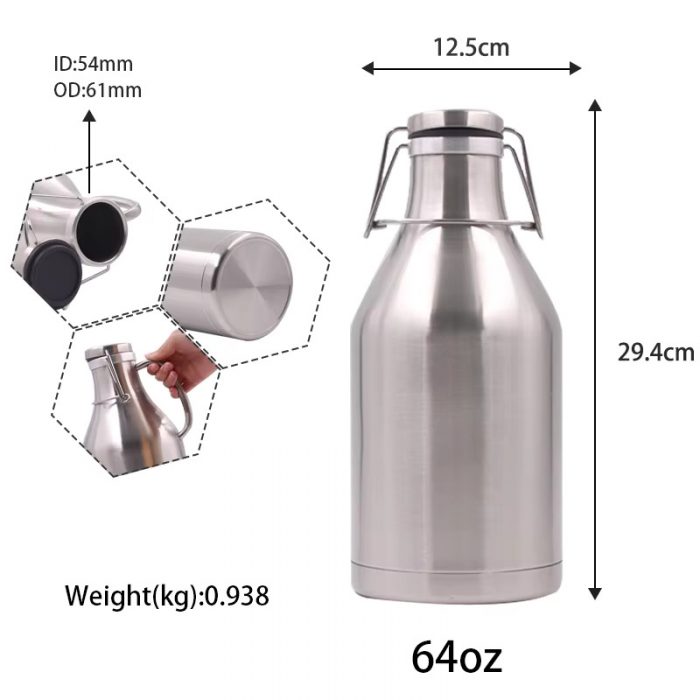 Wholesale Customized Stainless Steel Double Wall Vacuum Insulated Beer Growler