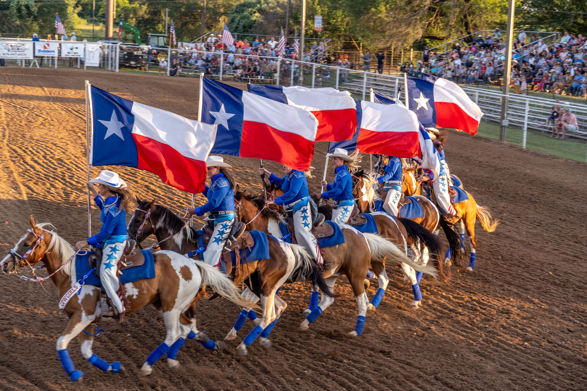 Texas flags at the 60th Annual Stonewall Peach JAMboree and Rodeo