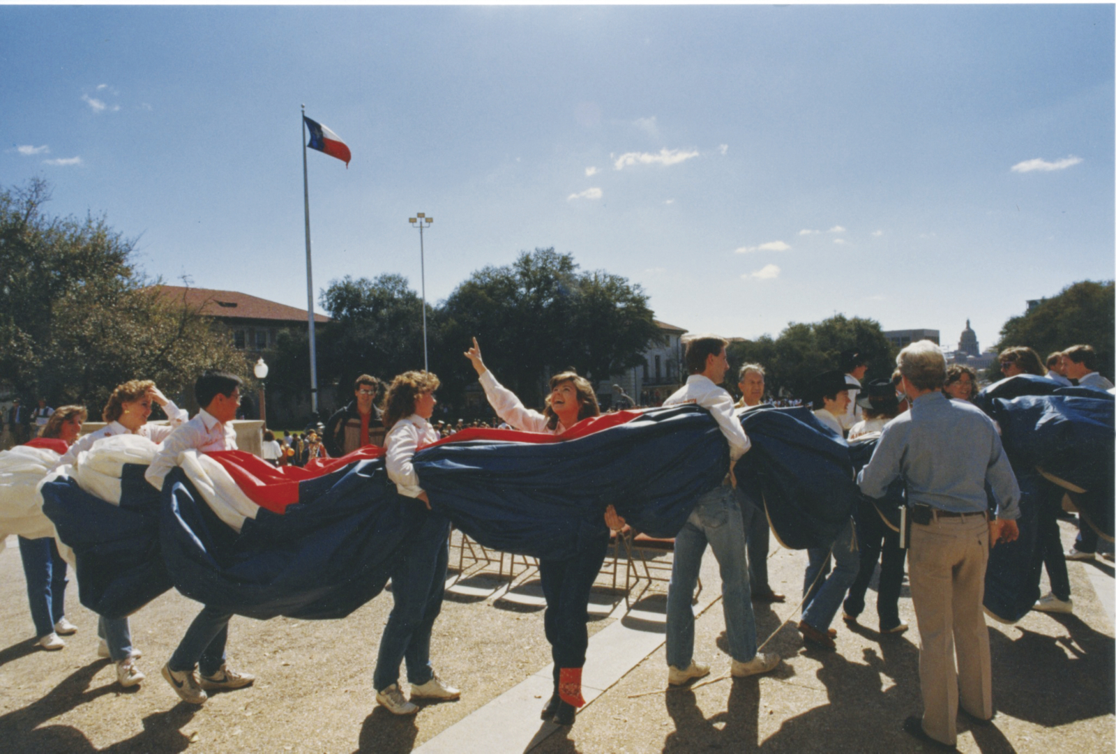 The Massive Lone Star Flag Unfurled Before UT Football Games