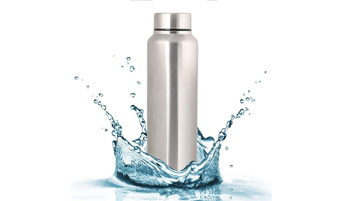 Flat insulated stainless steel water bottle