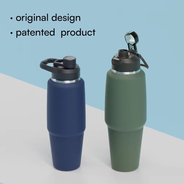 Thermal Sports Water Bottle Stainless Steel Travel Mugs with Leak-Proof Lid