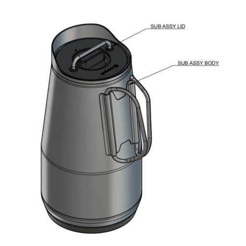 1.9L Double Wall Insulated Growler with Lid & Foldable Handle