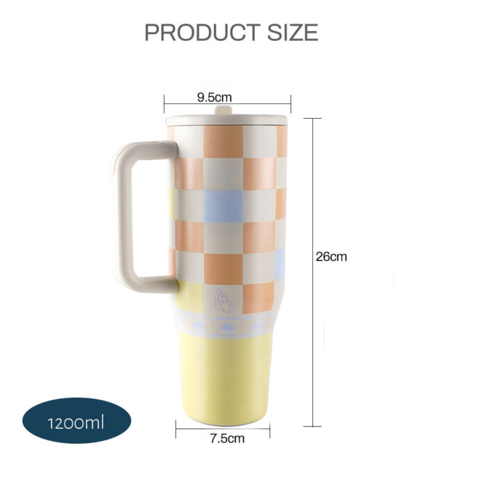 Insulated Stainless Steel Travel Tumbler Jug with Straw & Handle