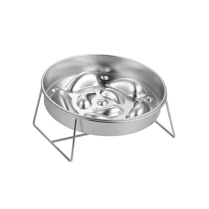 Stainless Steel Slow Feeder Pet Dog Cat Bowl With Stand Anti-Choking