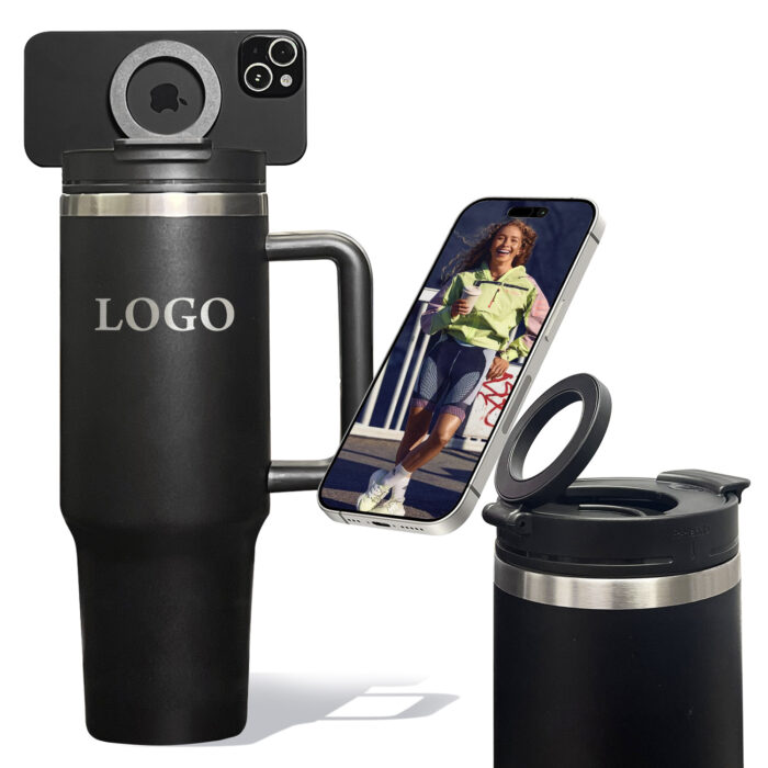 Magnetic Tumbler with Magnetic Phone Mount Insulated Stainless Steel