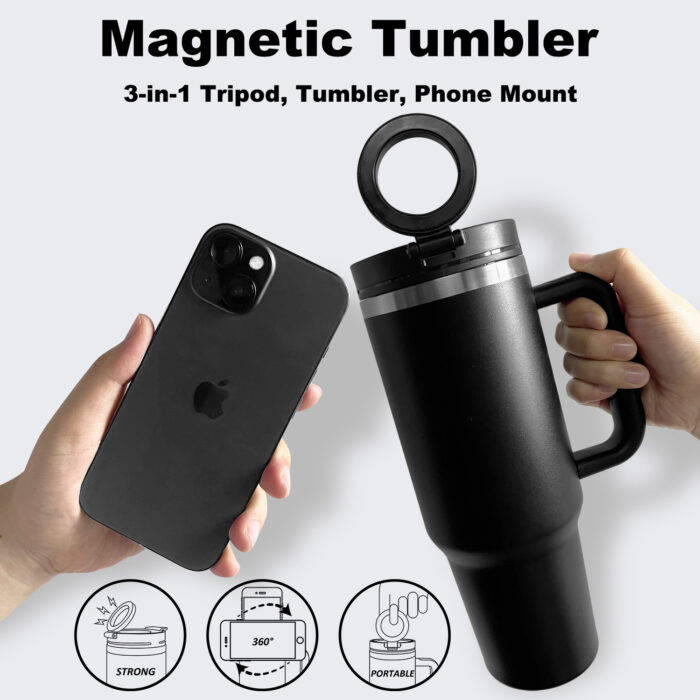 Magnetic Tumbler with Magnetic Phone Mount Insulated Stainless Steel