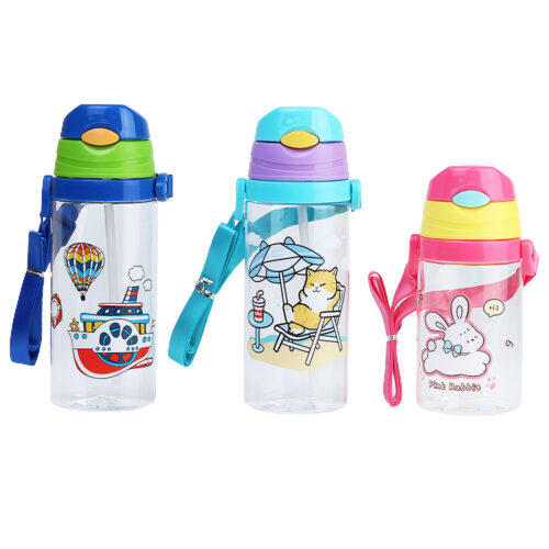 Durable Plastic Kids Water Bottle with Silicone Spout And Leak-Proof Locking Flip Lid