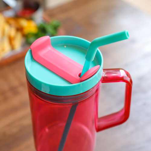 Plastic Tumbler Sports Water Bottle with Straw And Handle Cupholder Friendly Coffee Mug